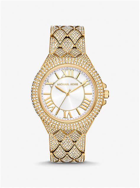 oversized camille pavé gold-tone watch